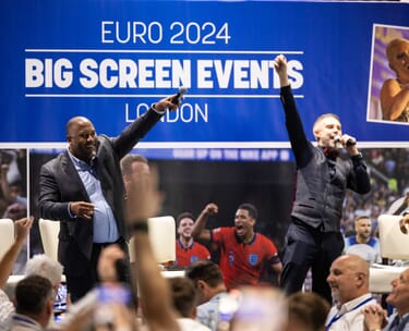 Birmingham gold cup lunch 2026 29 London Euro 2024 Big Screen Event: The Oval: John Barnes and Pete Graves