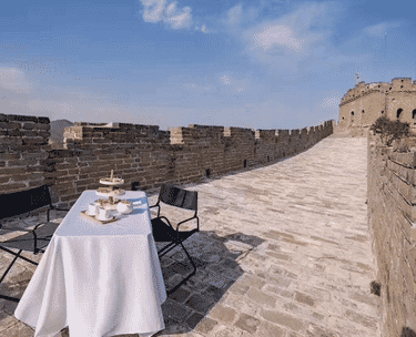 Breakfast on the Great Wall of China