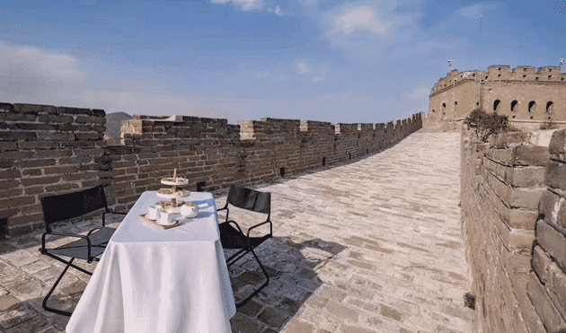 Breakfast on the Great Wall of China