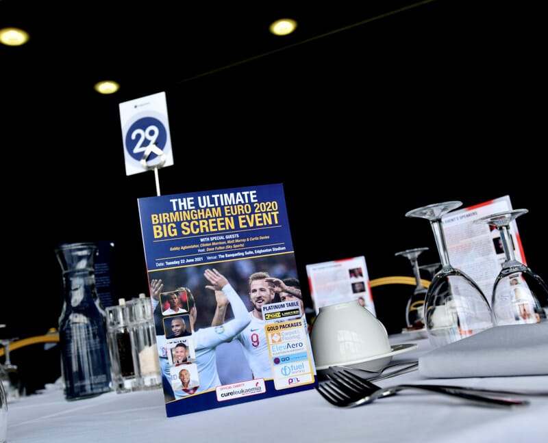 A table setting at our World Cup hospitality at Edgbaston