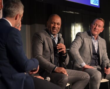 Les Ferdinand on the mic at our sporting lunch