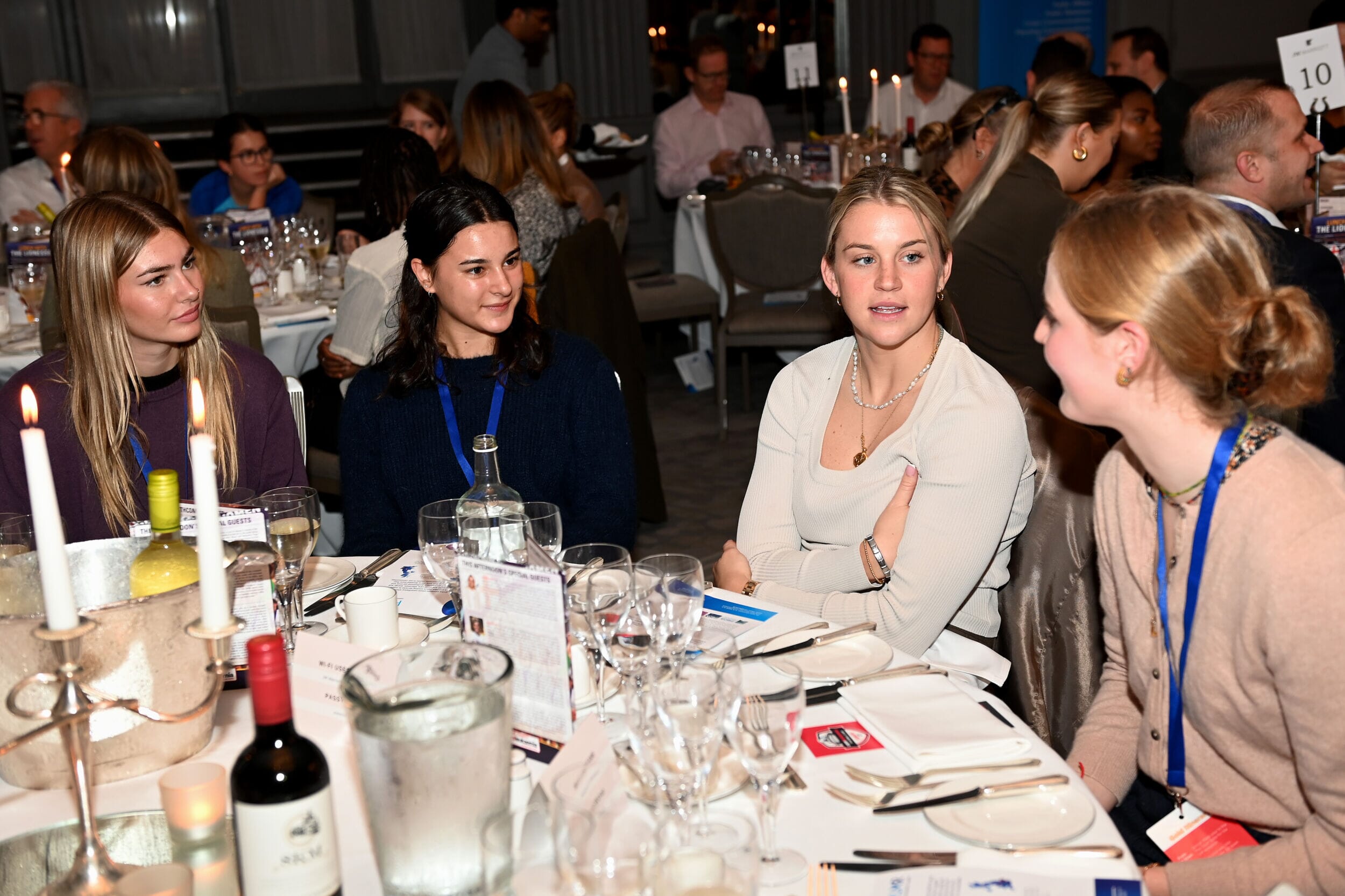 Alessia Russo at a speaker sponsor table at Lunch with the Lionesses