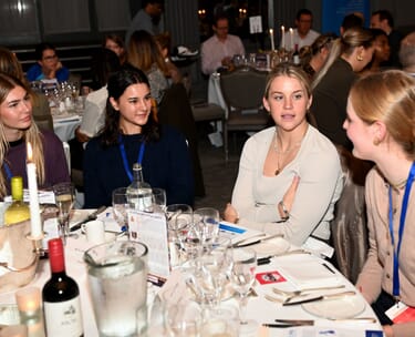 Alessia Russo at a speaker sponsor table at Lunch with the Lionesses