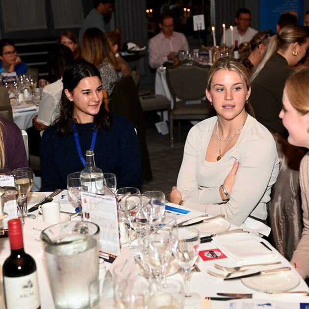 Alessia Russo at a speaker sponsor table at Lunch with the Lionesses