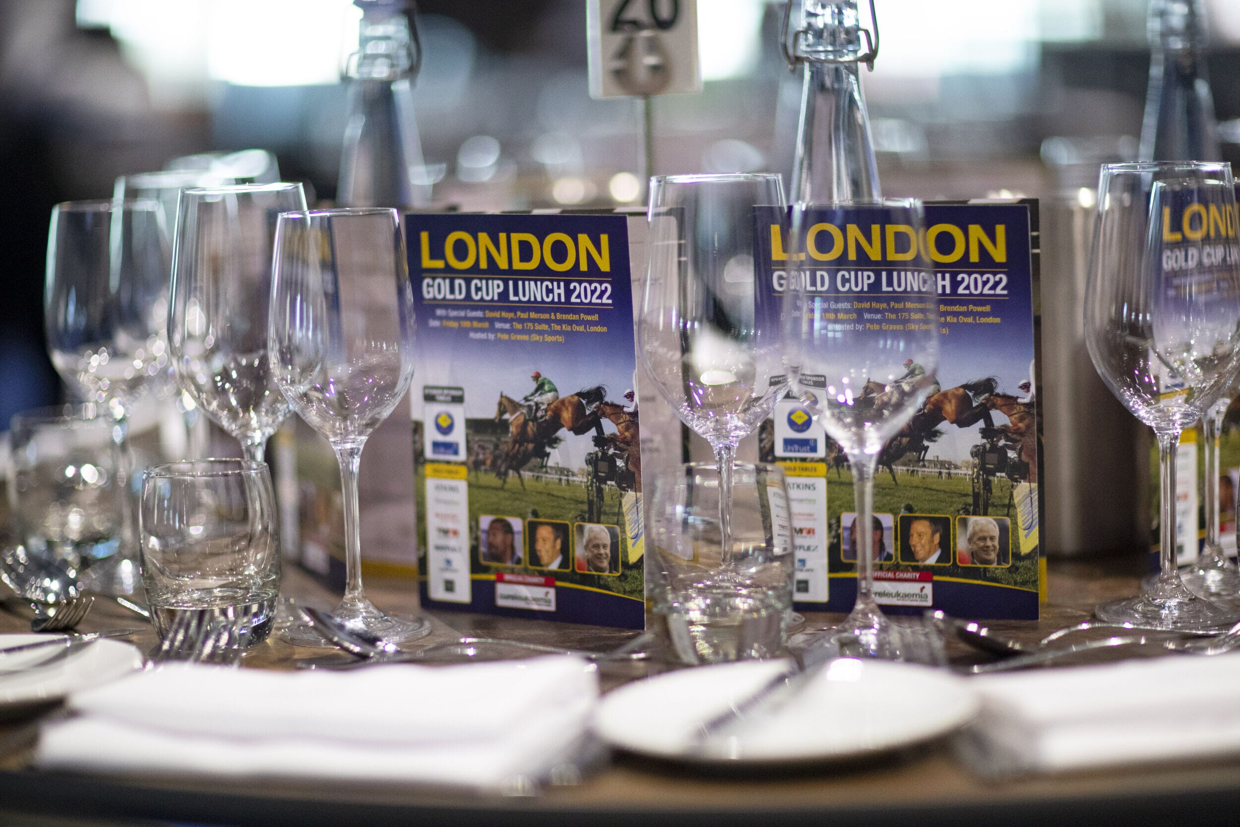 A table setting at the London Gold Cup lunch 2022